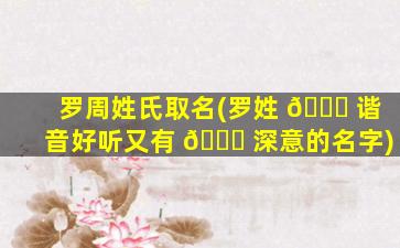 罗周姓氏取名(罗姓 🐝 谐音好听又有 🐋 深意的名字)